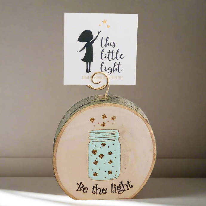 Be The Light Wood Round Photo Holder - littlelightcollective