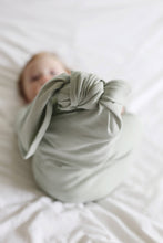 Load image into Gallery viewer, Mint Sage Organic Cotton Knotted Gown: 0-3 Months