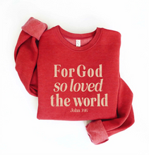 Load image into Gallery viewer, For God so loved the world - Mid Crop Graphic Sweatshirt in Red