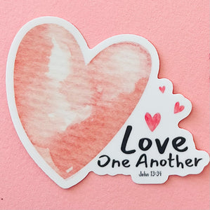 Love One Another Sticker - Hearts John 13:34