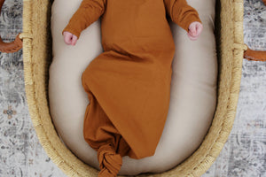 Organic Cinnamon Cotton Knotted Gown: 0-3 Months