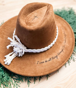 Burnt Hat I Can Do All Things  Western Hat Cross: Tan