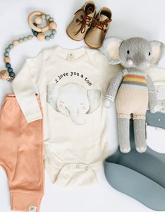 Organic “I Love You A Ton” Elephant Long Sleeve Bodysuit