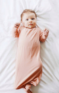 Organic Dusty Rose Cotton Knotted Gown: 0-3 Months