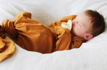 Load image into Gallery viewer, Organic Cinnamon Cotton Knotted Gown: 0-3 Months