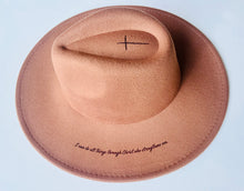 Load image into Gallery viewer, Burnt Hat I Can Do All Things  Western Hat Cross: Tan