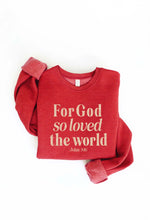 Load image into Gallery viewer, Pre-Order - For God so loved the world - Mid Crop Graphic Sweatshirt in Red