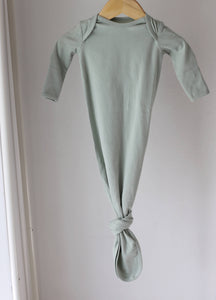 Mint Sage Organic Cotton Knotted Gown: 0-3 Months