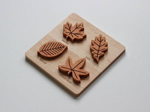 Wooden Leaf Puzzle for Children • Solid Wood Cherry Leaf Toy