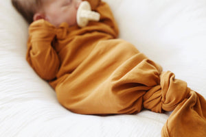 Organic Cinnamon Cotton Knotted Gown: 0-3 Months