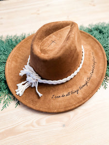 Burnt Hat I Can Do All Things  Western Hat Cross: Tan