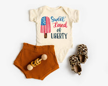 Load image into Gallery viewer, 4th of July Sweet Land of Liberty Natural Baby Bodysuit - littlelightcollective