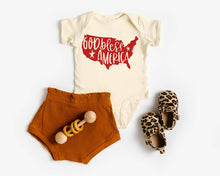 Load image into Gallery viewer, 4th of July God Bless America Natural Color Baby Bodysuit - littlelightcollective