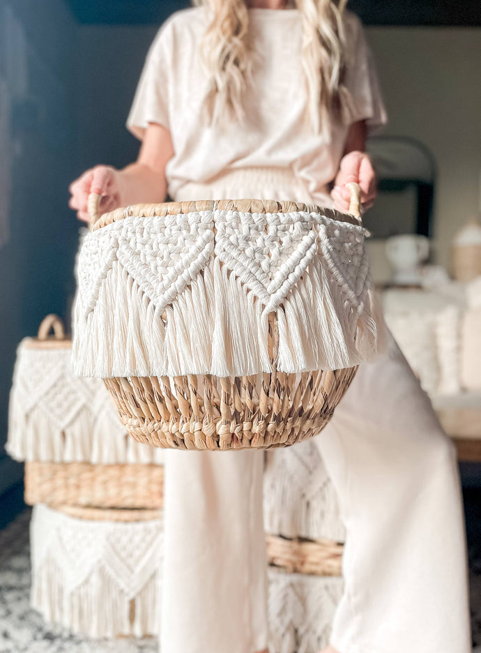 Georgia Boho Macrame Basket - littlelightcollective