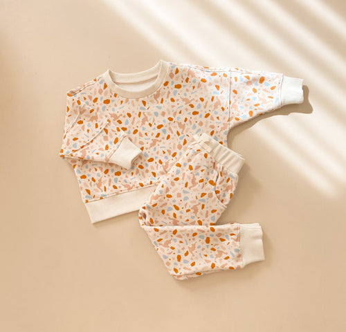 Organic Cotton Tracksuit Set- Dino Terrazzo - littlelightcollective