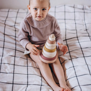 Wooden Ring Stacker Toy Stacking Baby Gift for Little Girls - littlelightcollective