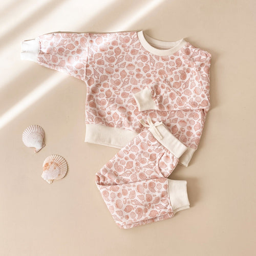 Organic Cotton Tracksuit Set- Pink Dust Seashell - littlelightcollective