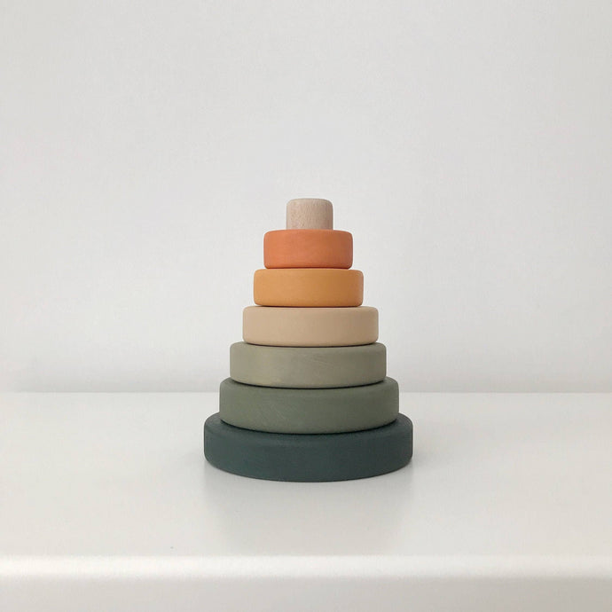 Mini Ring Stacker | Wooden Pyramid Toy | Jungle - littlelightcollective