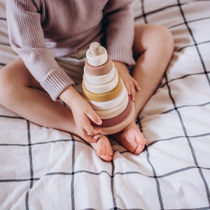 Wooden Ring Stacker Toy Stacking Baby Gift for Little Girls - littlelightcollective