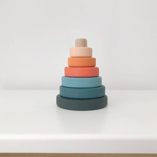 Mini Ring Stacker | Wooden Pyramid Toy | Tropics - littlelightcollective