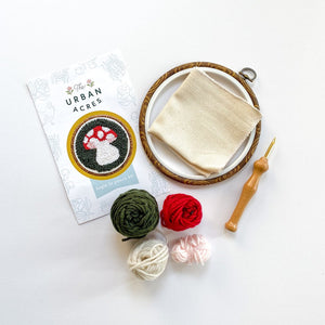 DIY punch needle kit, mushroom, craft kit, crafty gift