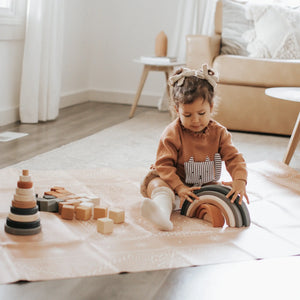 Wooden Rainbow Toy Arch Stacker from Wood Gift for Child - littlelightcollective